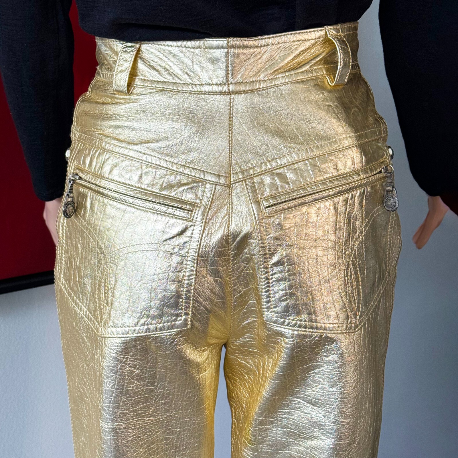 GIANNI VERSACE metallic gold leather pants size IT 40/42 from F/W 1994/95