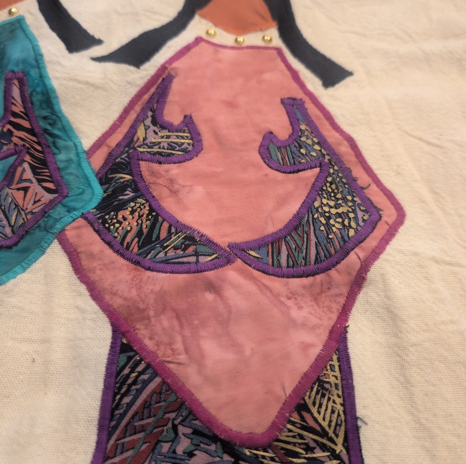 ALFREDO’S WIFE Women’s Size M Cream Vintage Southwestern Appliqué Tunic Top