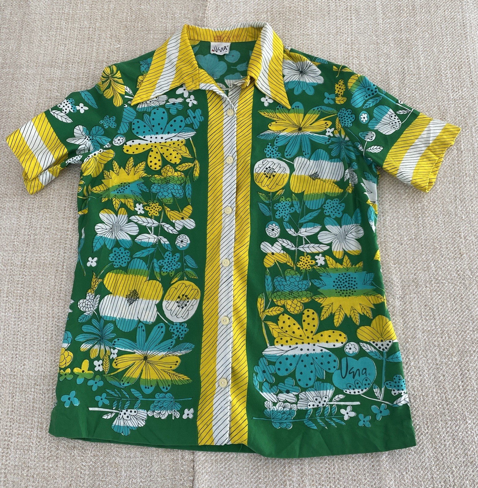 Vintage 60’s Vera Neumann Short Sleeve Cotton Blouse Sz 16
