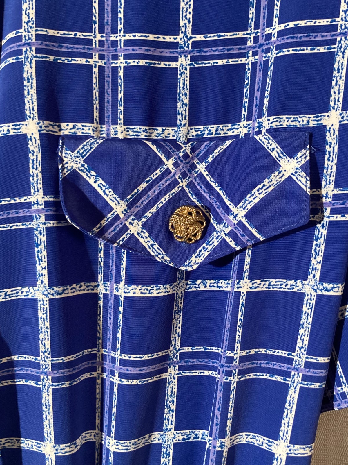 Vintage Blue Plaid Dress Size Large 90s Retro Secretary Academia Twee Preppy