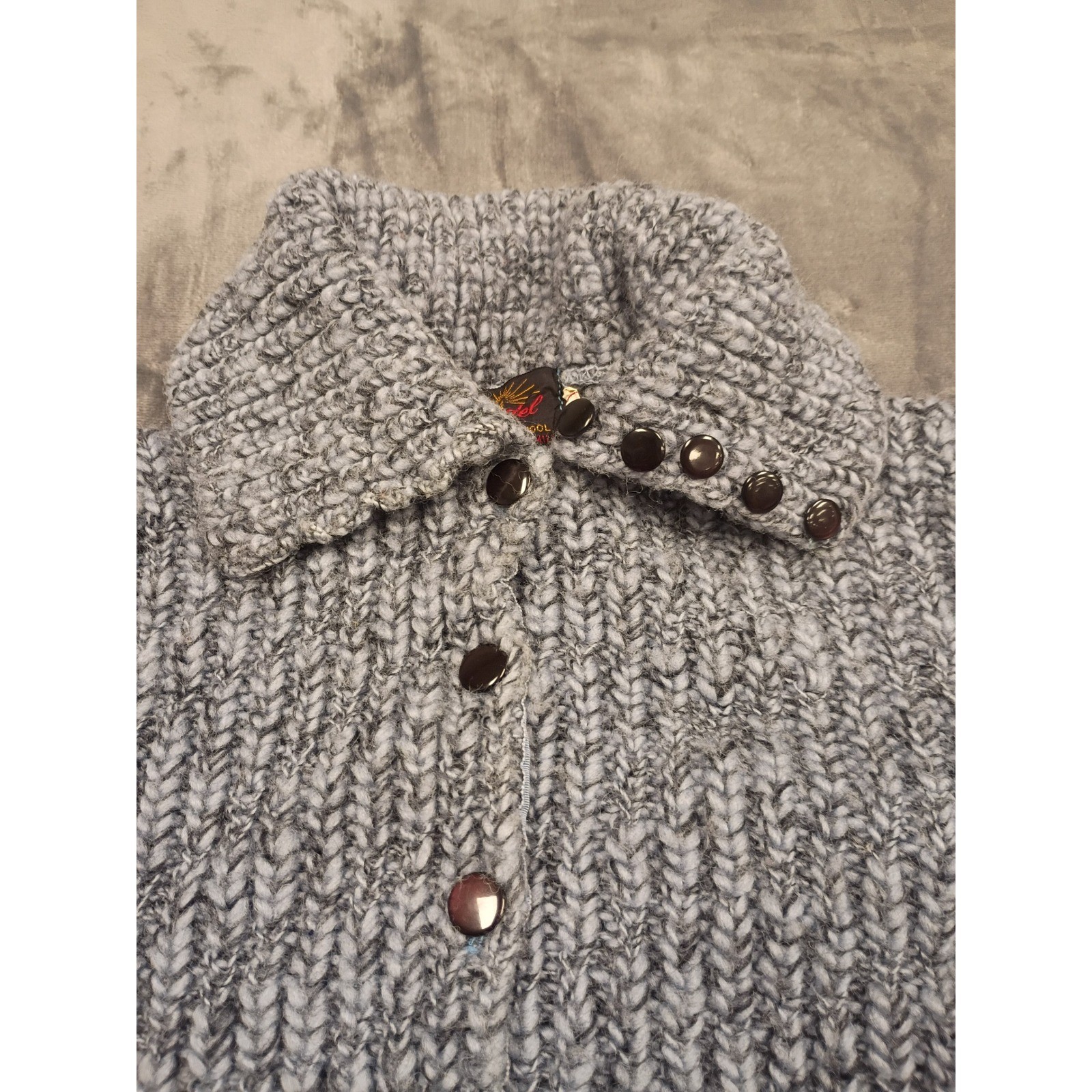 Kandel Cardigan Sweater Womens L Grey Virgin Wool Chunky Knit Vintage Portland