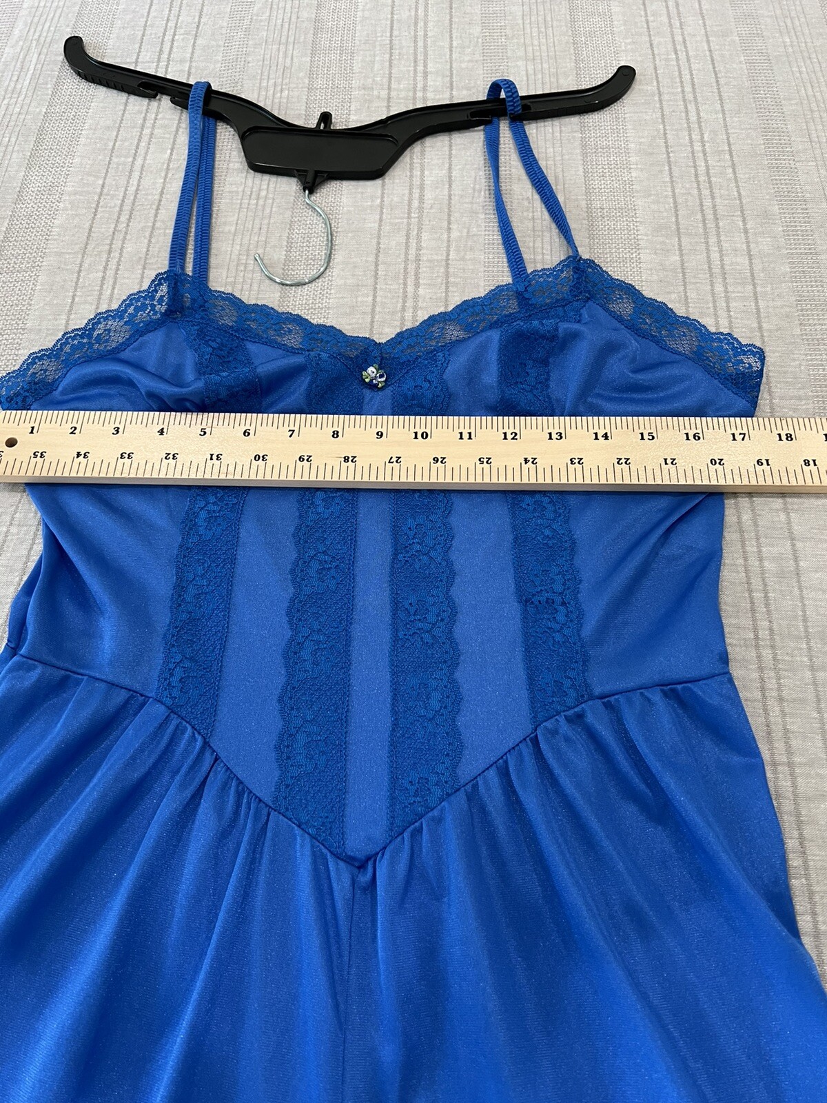Vintage Lady Cameo Dallas Royal Blue Lace Trim Lingerie Romper Medium