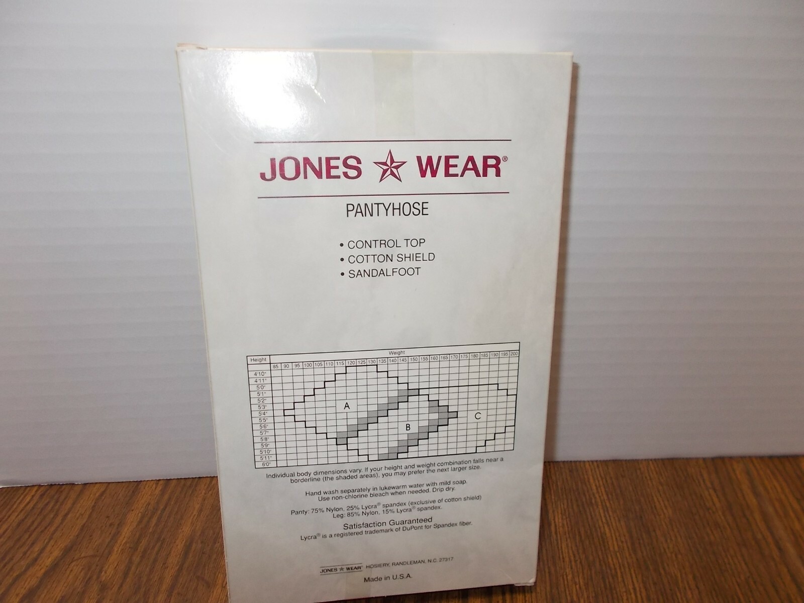 Jones Wear Pantyhose 3 Pair Control Top Lycra Sheer BLACK Size B NEW SEALED