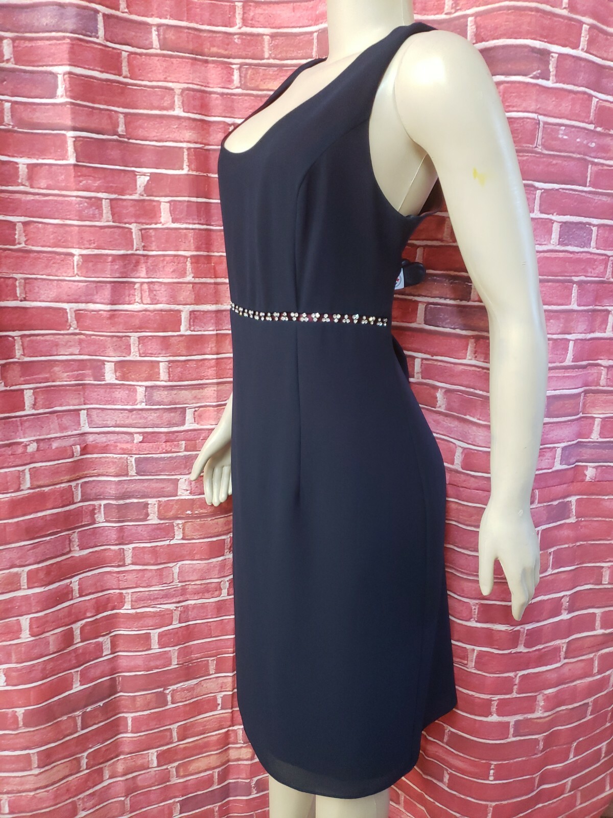 After Dark Vintage Size 15/16 Navy W Rhinestone Women’s Dress #W2