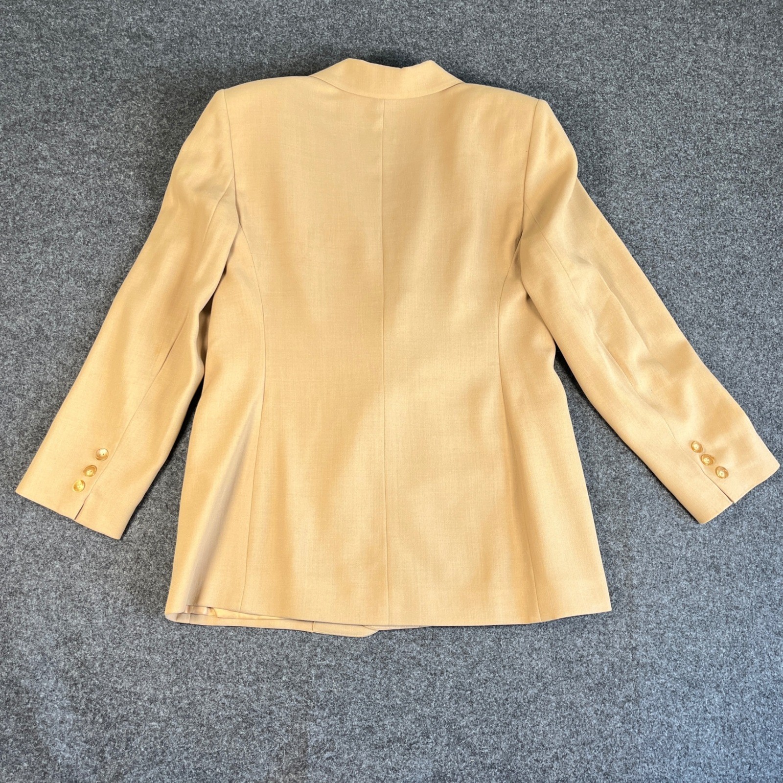 Liz Claiborne Collection Vintage 100% Wool Double Breasted Blazer Tan Beige 8