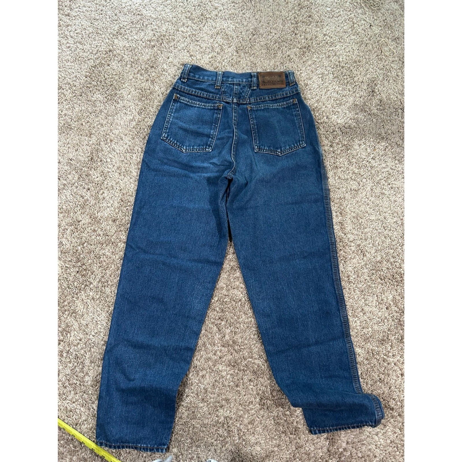 Vintage High Waisted Western Tapered Mom Jeans Straight Leg 80s Blue 24′