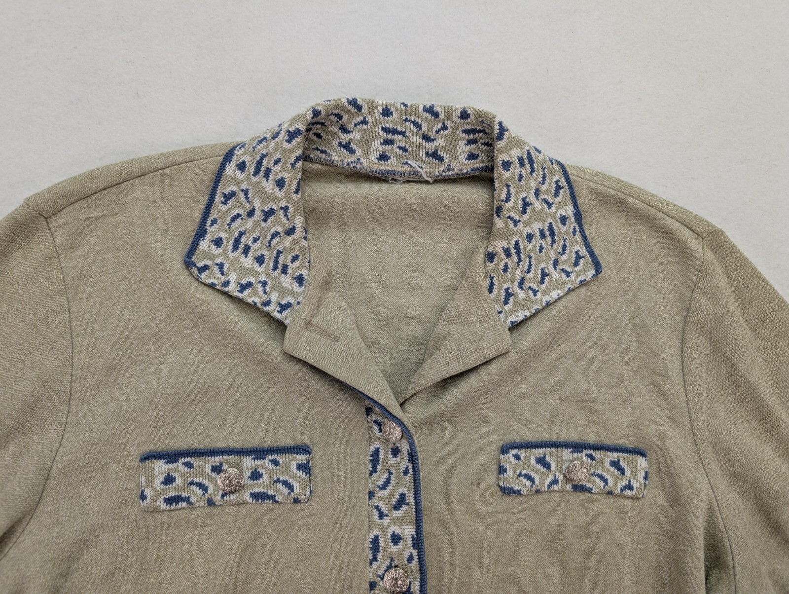 Vintage Women’s Top Beige Short Sleeve Size M/L Collared Polo Stretch Knit