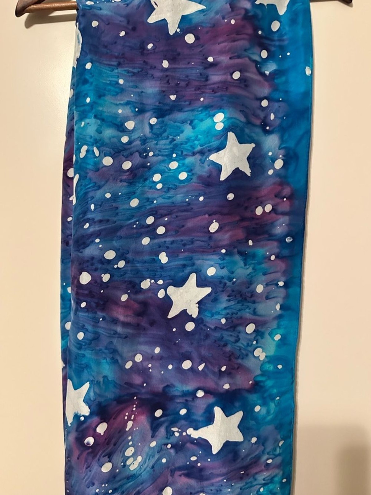 Vintage 1990’s Sedona Artisan Star Print Blue & Purple 100% Scarf or Wrap