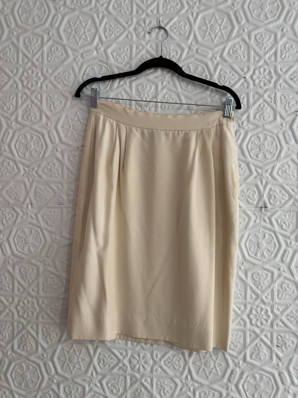 Ralph Lauren Purple Label Silk Skirt-Mini/Pencil-Designer-Cream-1990s-Vintage