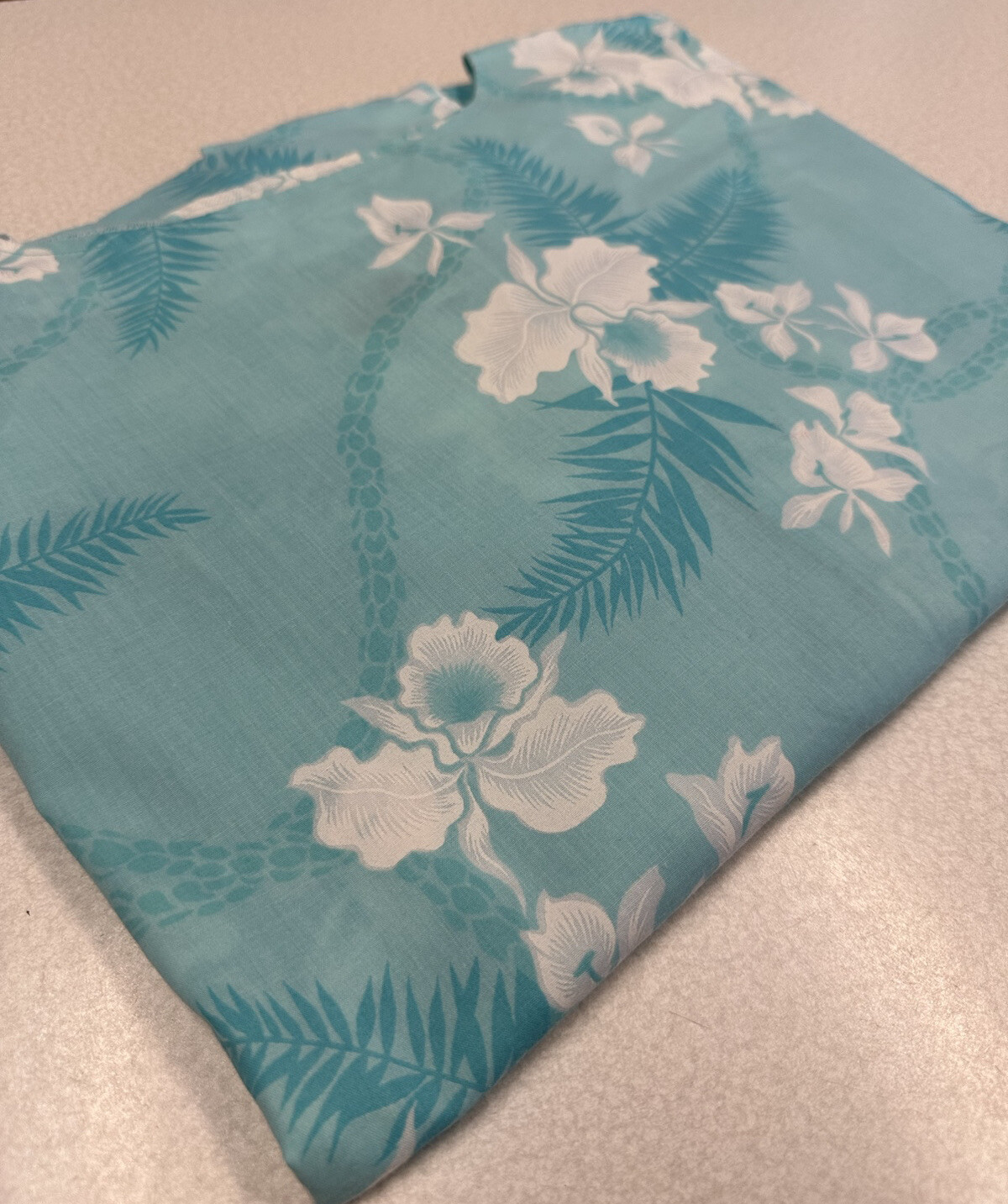 VTG Hilo Hattie Dress Beach/Swim Cover-Up Hawaiian Turquoise Floral Oversized