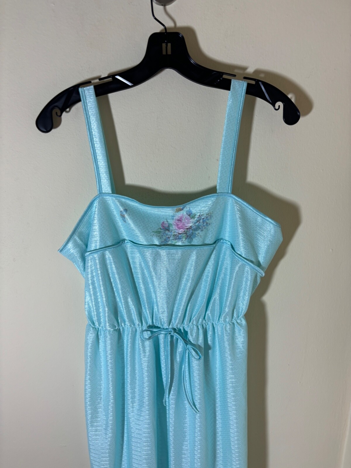 Nightie Nightgown L Vtg 70s 80s KEYNOTE UK Blue FLORAL BUTTERFLY HONEYMOON MAXI