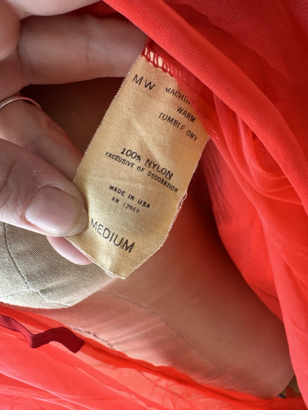 VTG 50s Sheer Red Peignoir Robe Balloon Sleeves Tie Black Trim Medium Boudoir
