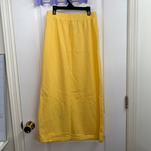 Vintage The Quacker Factory pale yellow 100% cotton embroidered butterfly skirt