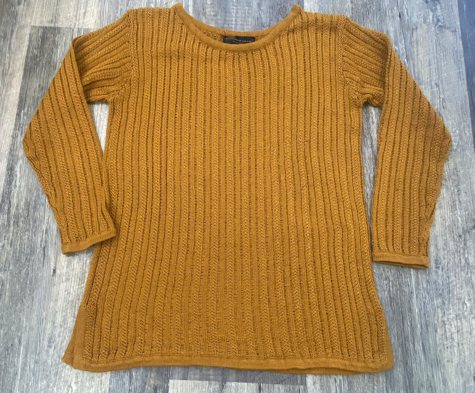 Vintage Designer DONNA KARAN NEW YORK Cotton Knit Weave Sweater 90s Y2K Med.