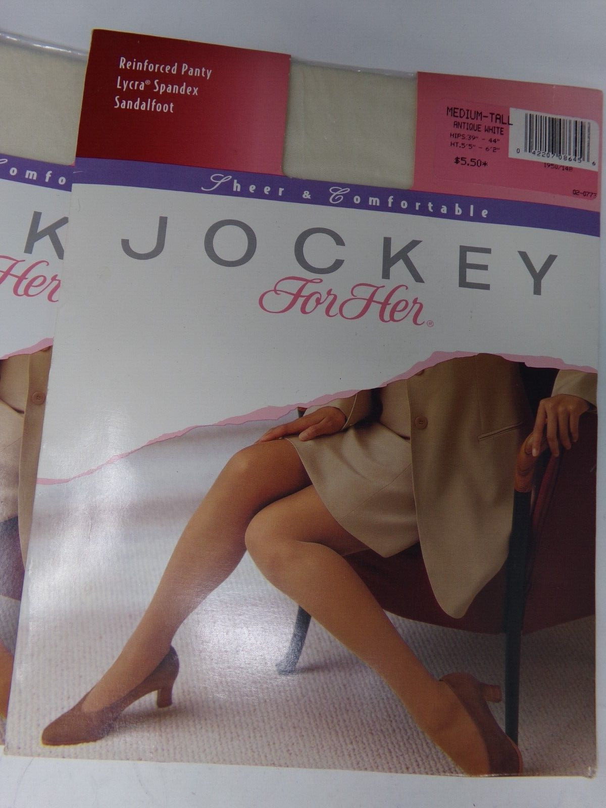 Lot/6 Jockey for Her Sheer Pantyhose-MEDIUM-TALL-Sand/Tuxedo Black/Antique White