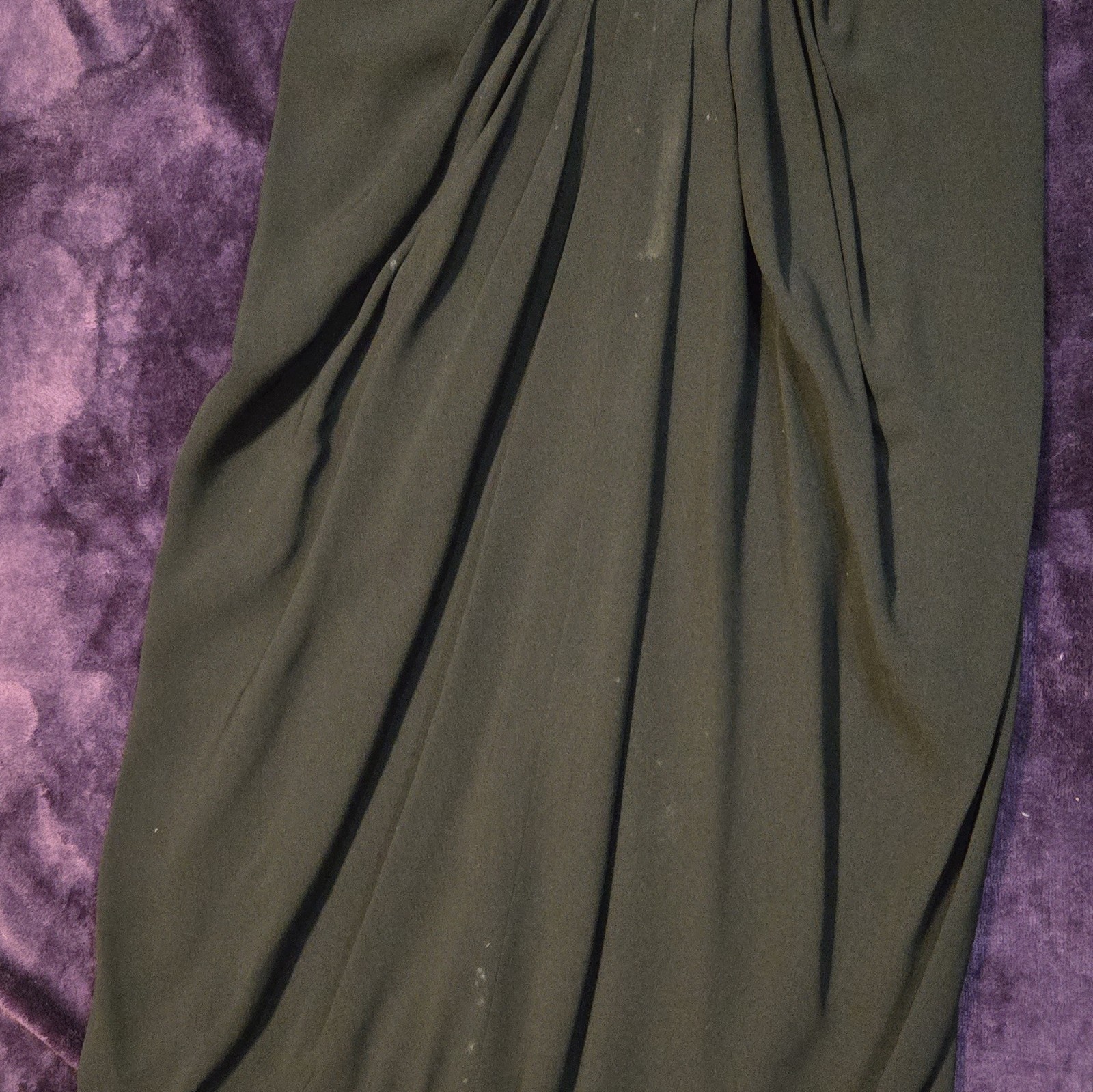 Vtg 1960s Black Crepe Cocktail Dress White Guipure Lace Yoke Metal Talon Zip S/M