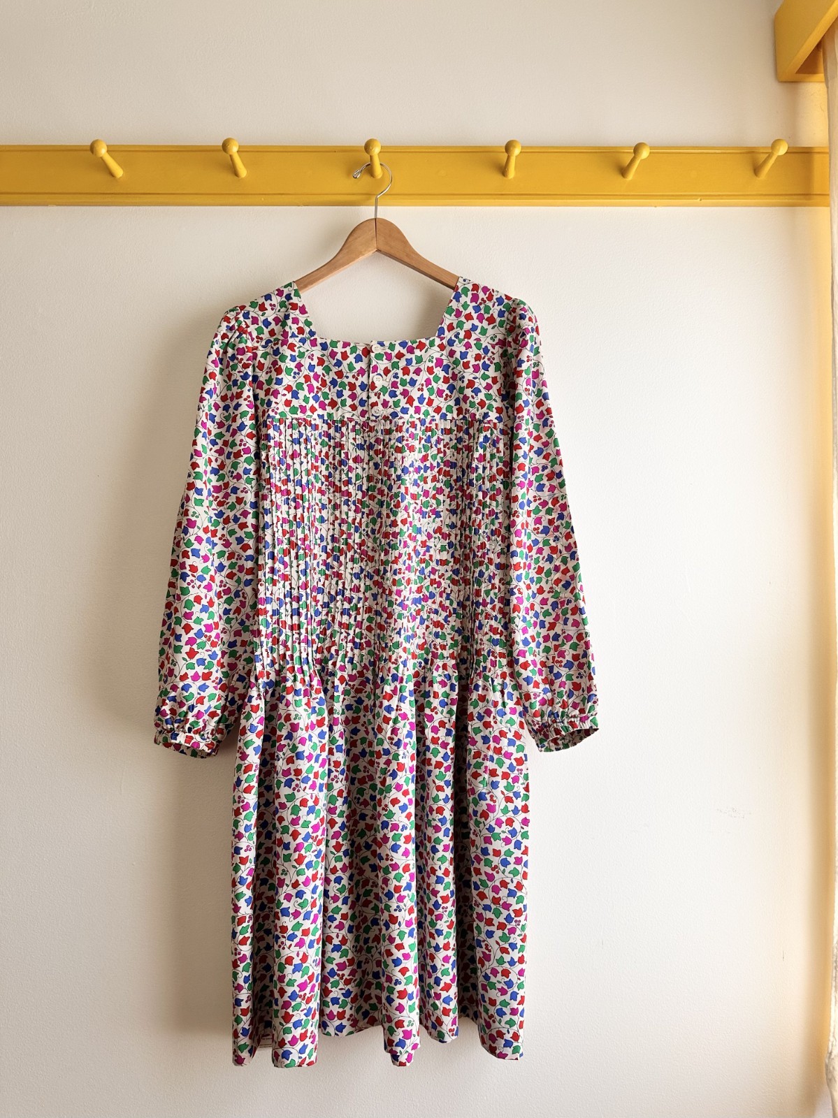 Vintage 80s YVES SAINT LAURENT YSL Rive Gauche made in France floral silk dress