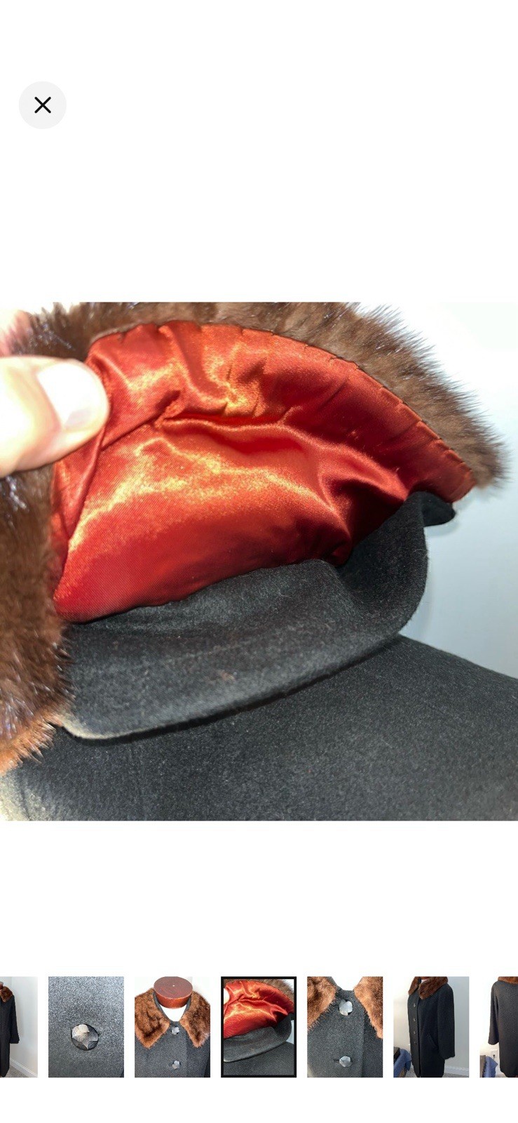 Hudson-Belk 100% RETRO Cashmere Vintage Fur Shawl Collar Coat JACKET Black M