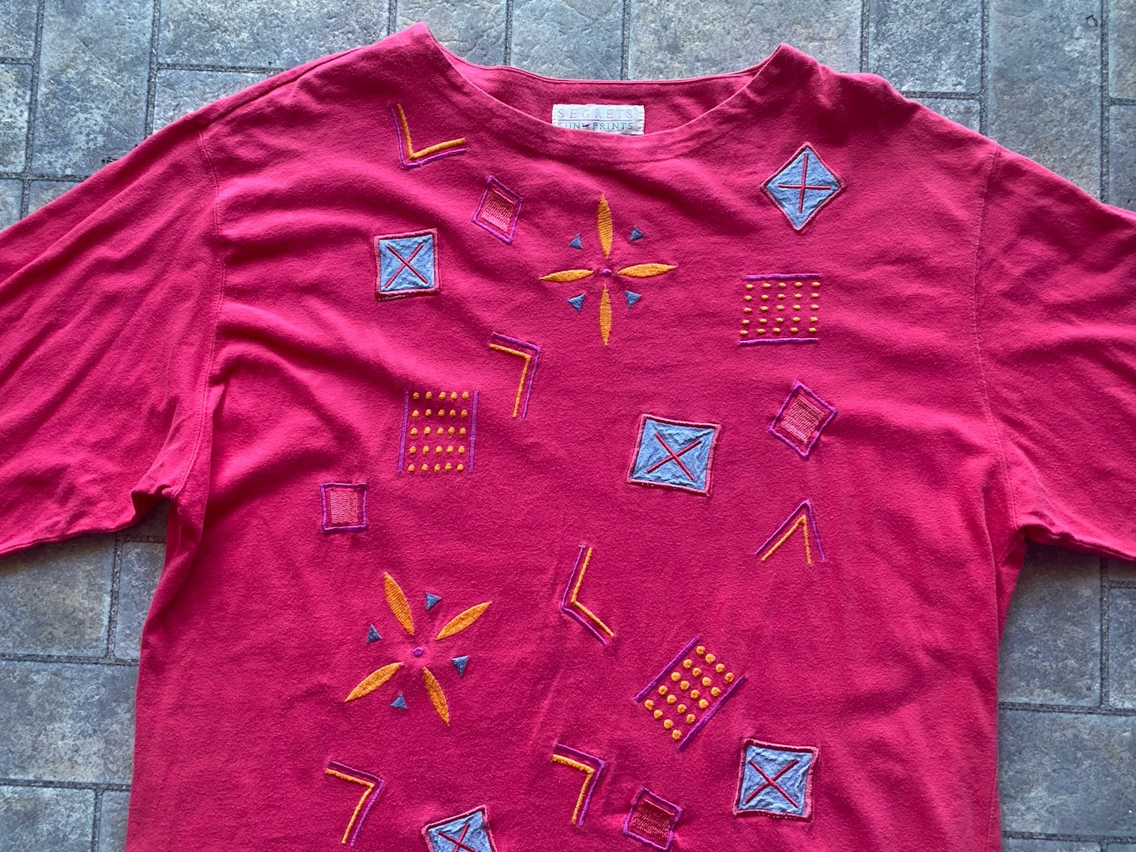 Vintage Single Stitch Segrets Sun Prints WOMANS LARGE Long Sleeve Shirt
