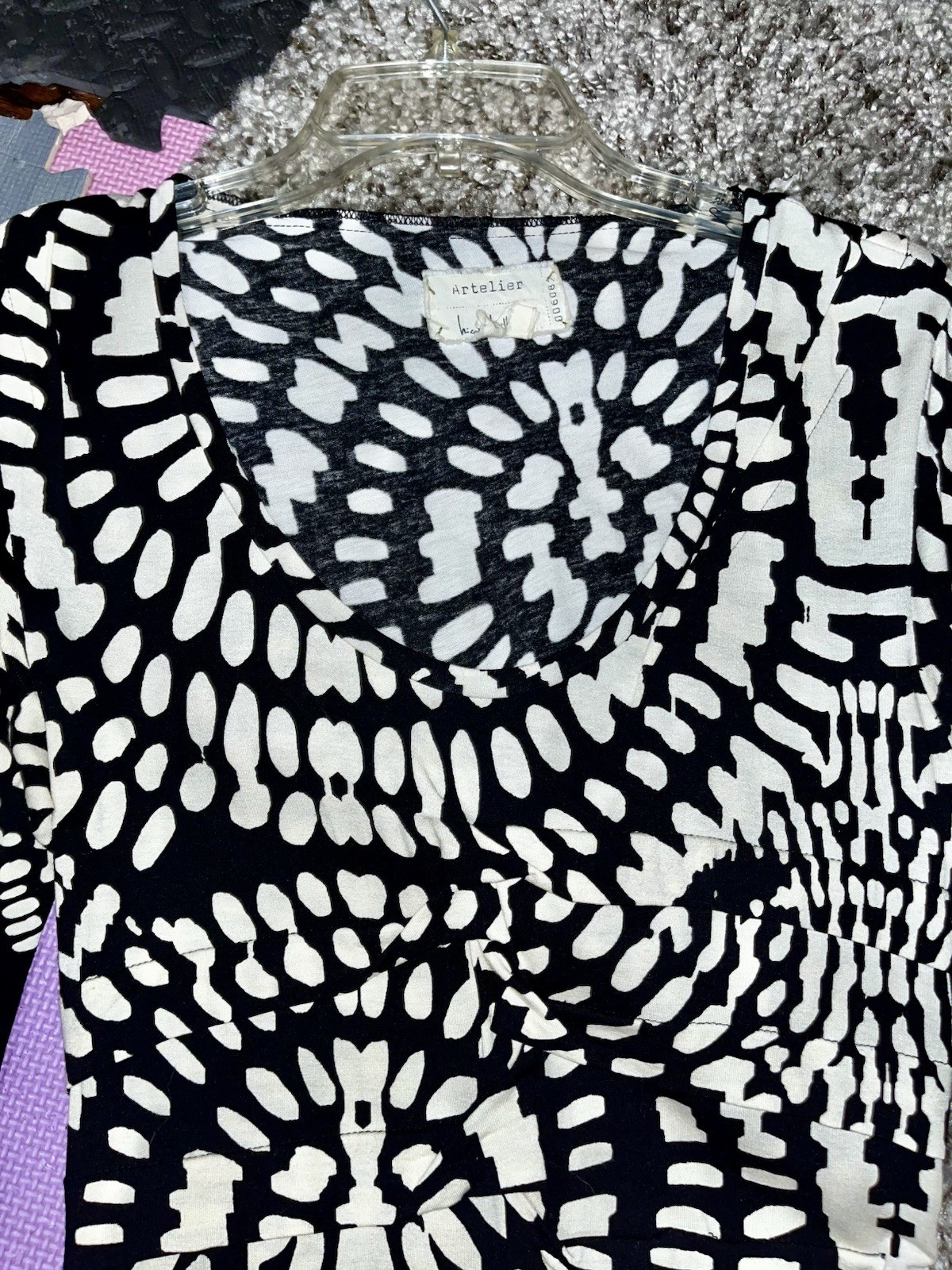 Nicole by Nicole Miller Women’a SIZE SMALL , 3/4 Sleeve Black/white Dress Rayon