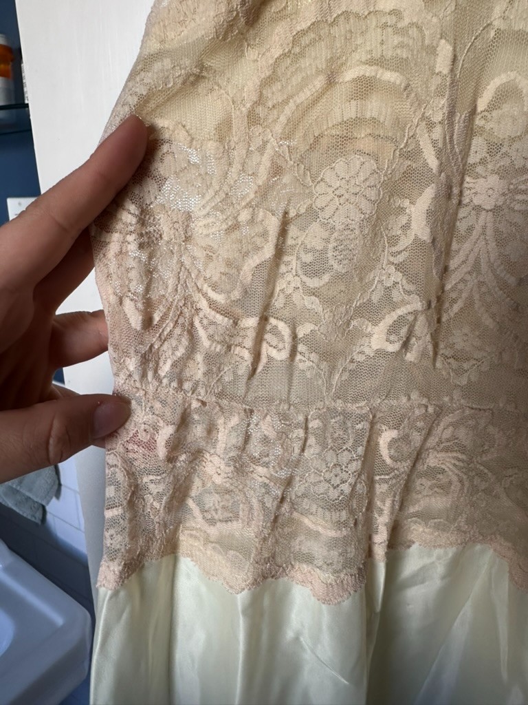 VINTAGE 1950s Joseph Magnin Creme Lace Lingerie Slip Dress (Silk and Lace)