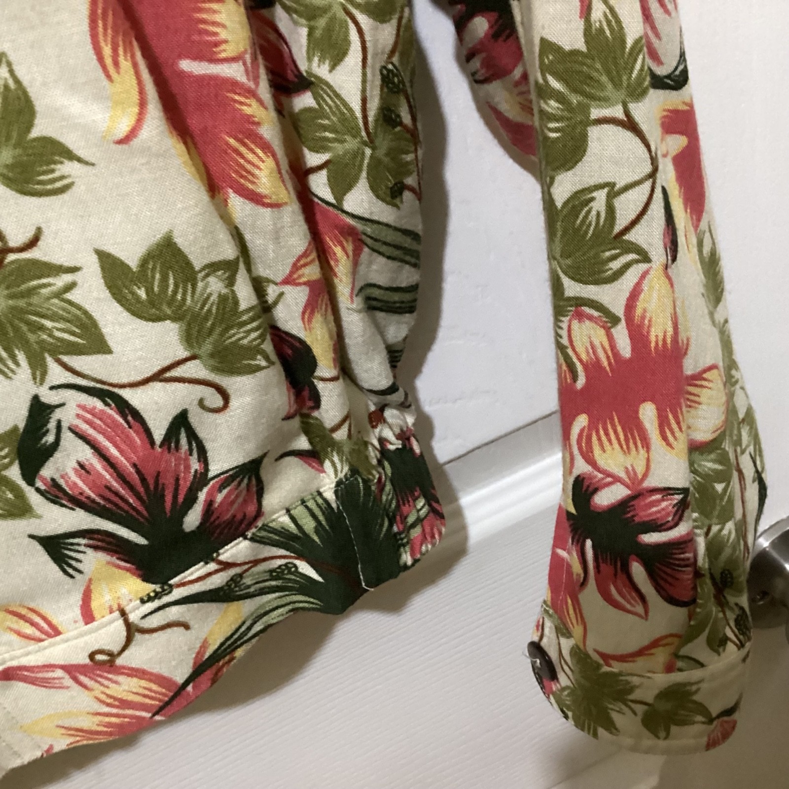 VTG 90s OUTBACK RED Blouse Top Jacket Zip Cropped Floral Rayon ~Small
