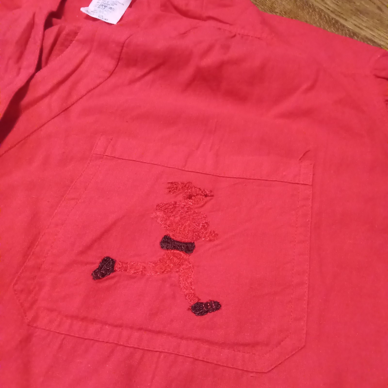 Vtg naf naf Paris Red Embroidered Cotton Jumpsuit OSFM