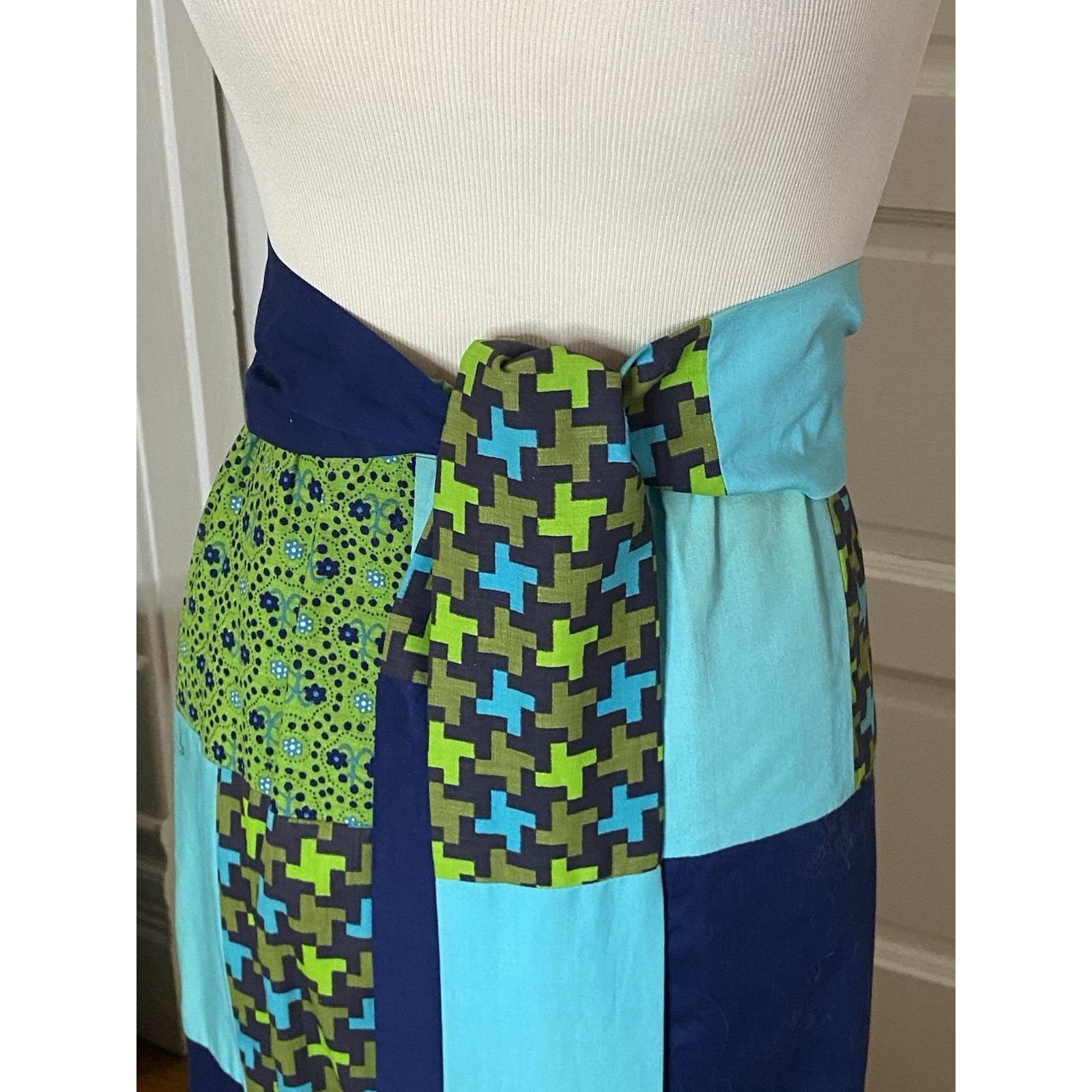 Vintage 70s Patchwork Maxi Skirt Sz L Grass Roots Craftsmen Festival Boho