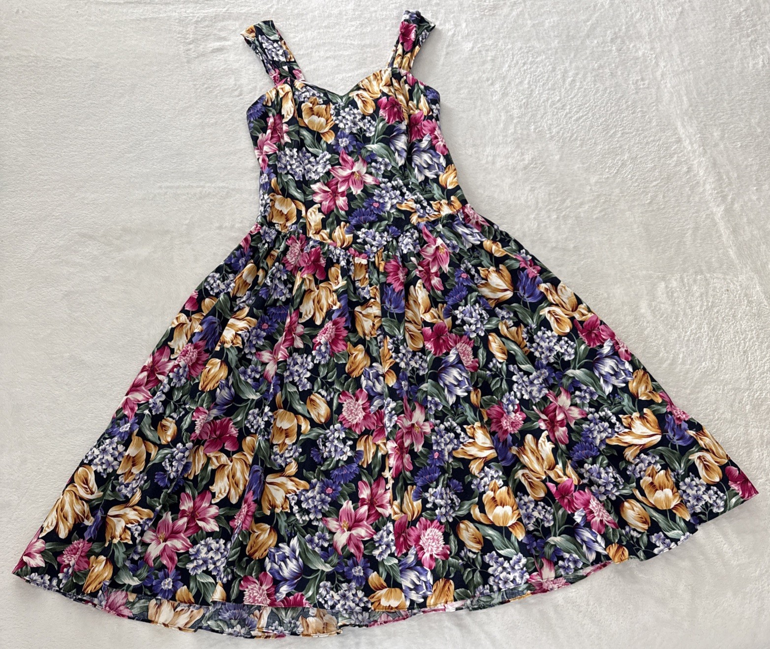 VTG Shannon Marie Hawaii Sweetheart Floral Summer Dress Sleeveless XL Drop Waist