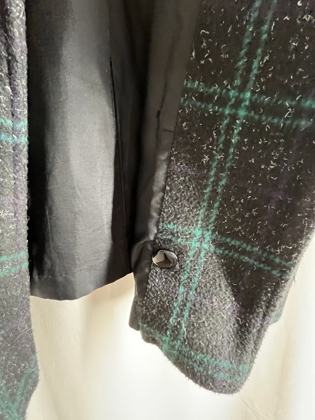 Blazer Size 18 Vintage 1980 Mariel shoulder pads Black And Green Wool Blend