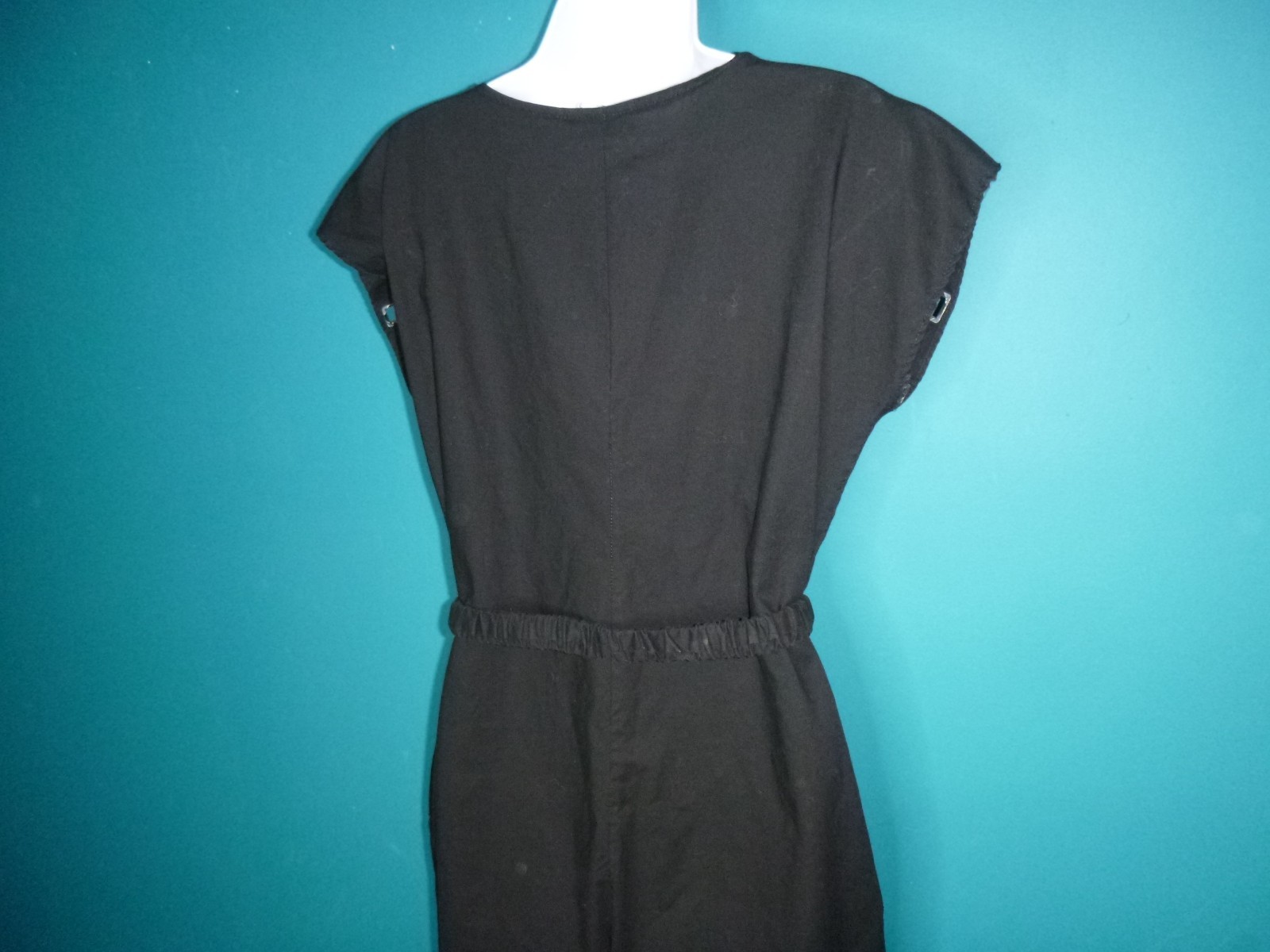 Vtg 80s Marissa Jumpsuit Black Silver Toggles NEW WAVE Sz M/L