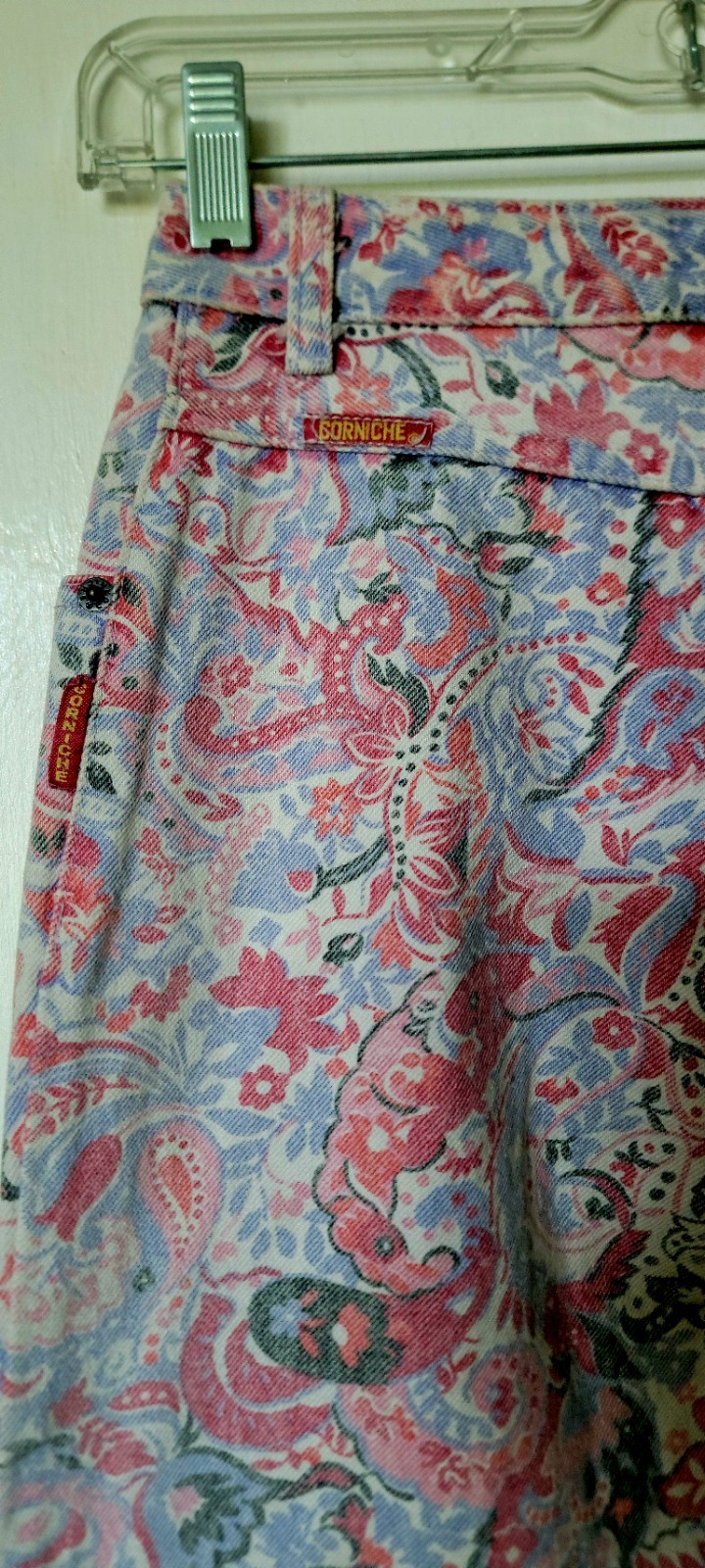 Vtg Early 90s Rare Corniche Floral Pastel Print High Waisted Jeans Size 9/10
