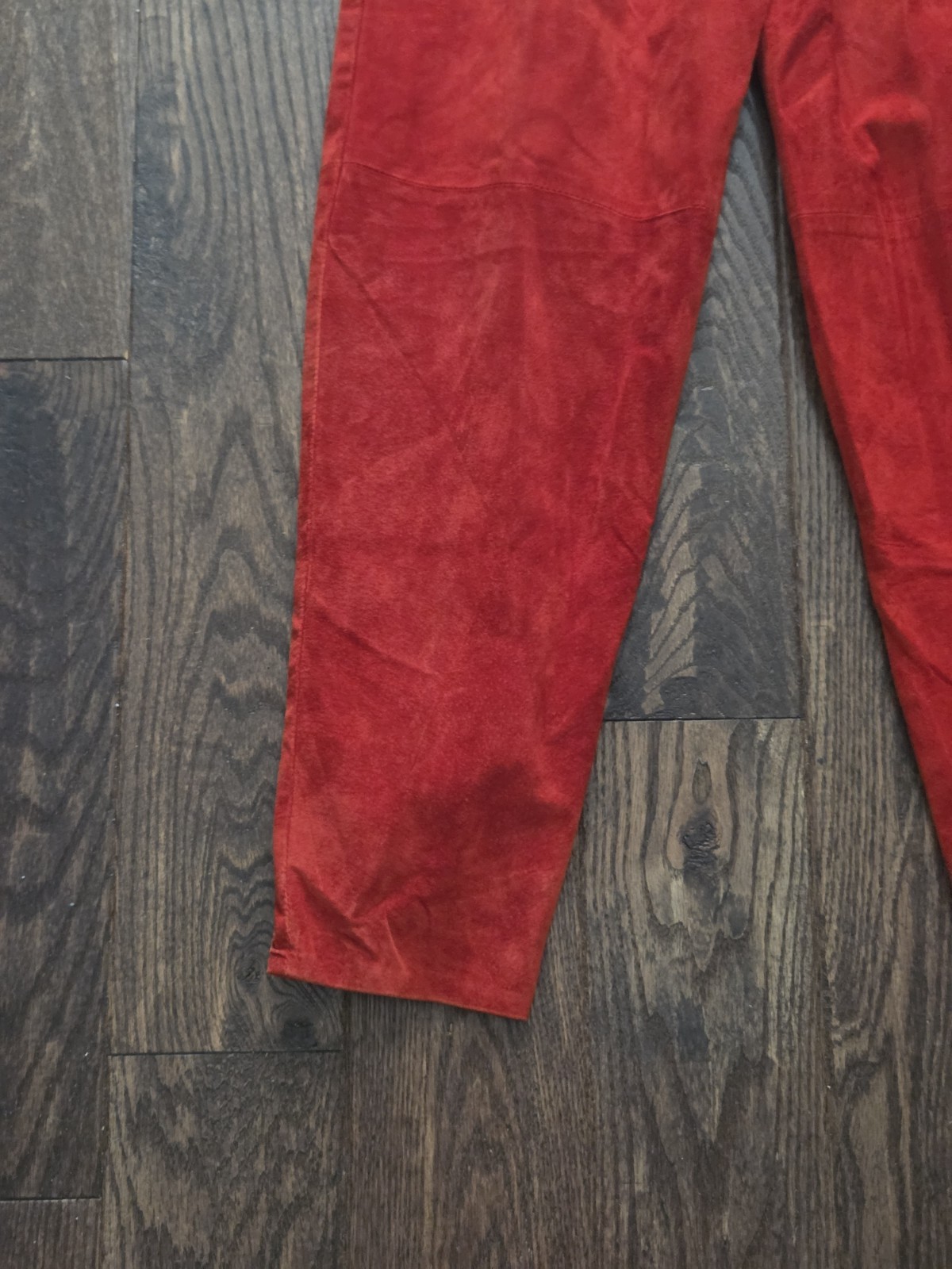 Vintage Firenze Santa Barbara Red Suede Leather High Waist Tassel Pants Women’s