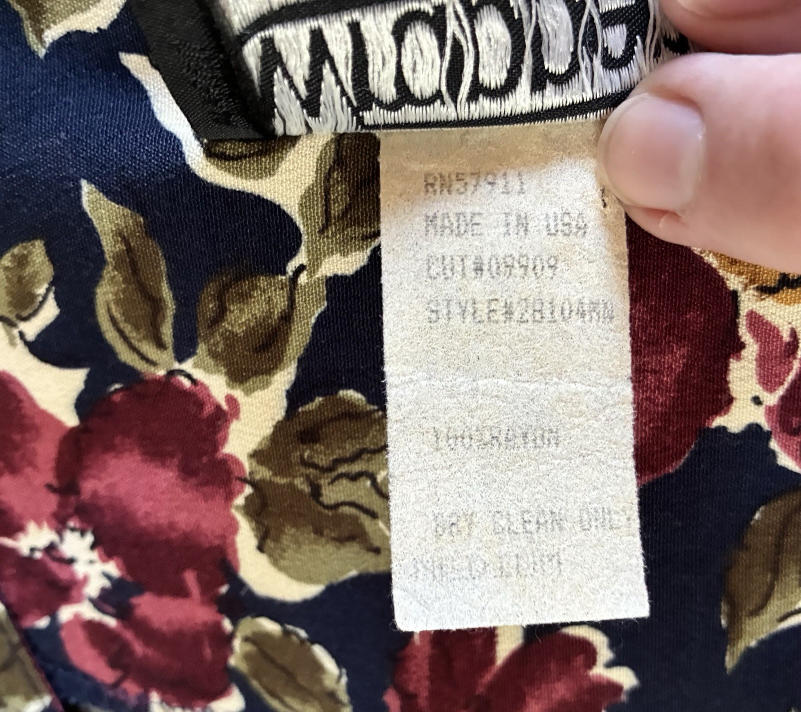 Vintage 90s Wrapper Rayon Navy Floral Double Breasted Jacket Blazer USA Made M