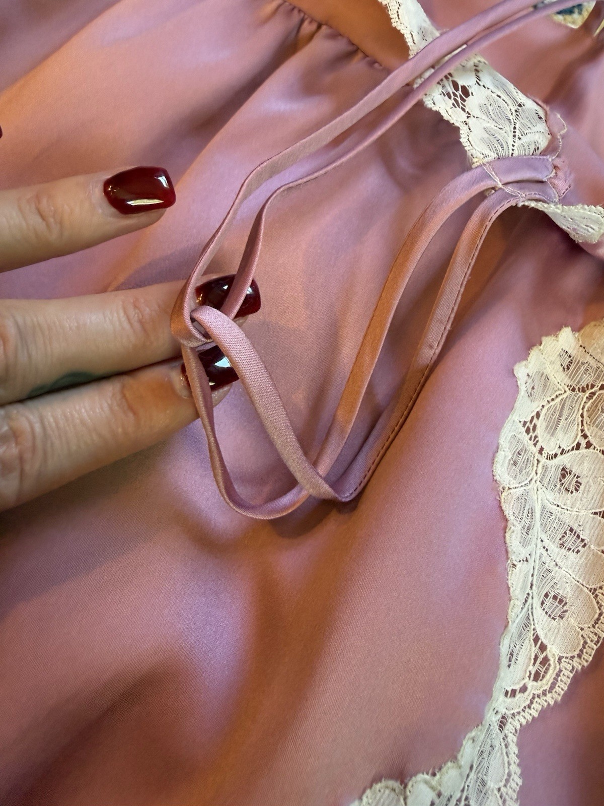 Vintage Corhan Noumair Pink Lace Nightgown Lounge Dress Slip Dress Size Small