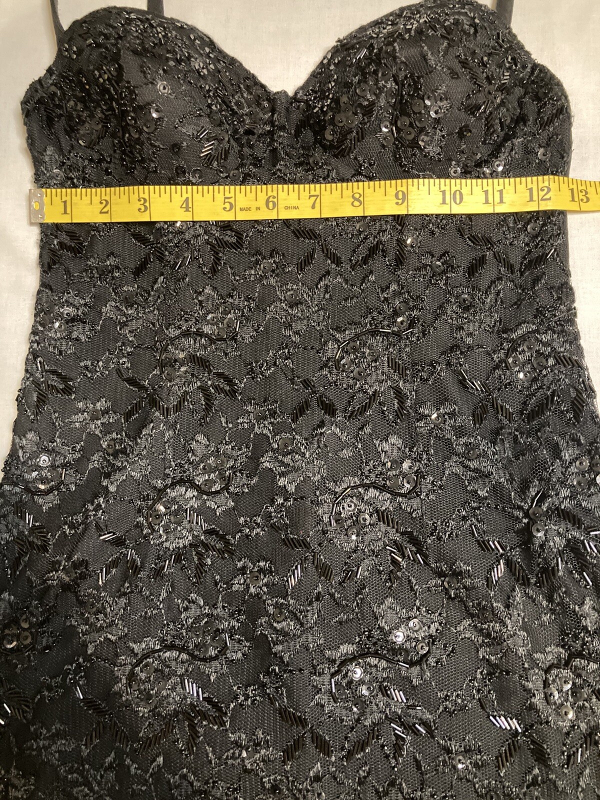 Vintage 80’s 90’s CONTEMPO CASUALS Black Evening Party Beaded Sequins Dress Med