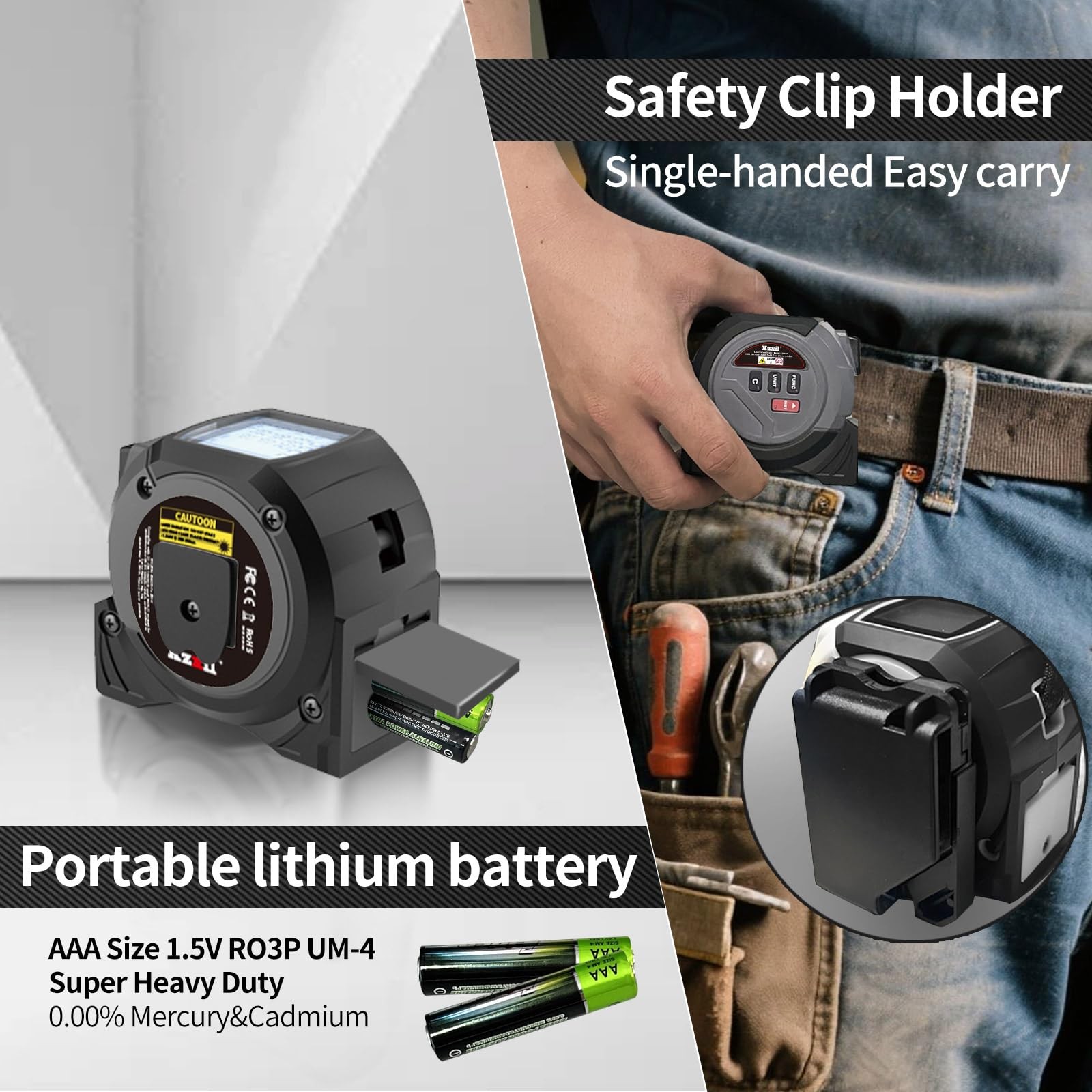Laser Tape Measure 3-in-1 131ft Laser Measuring Tape & 16ft Woodworker Tape Meas
