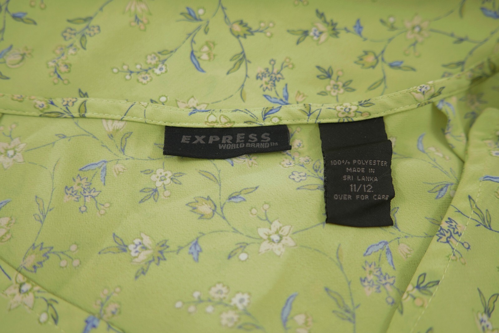 Vintage 90s Express World Brand Lemon Lime Yellow Flower Skirt Ribbon Trim NWT