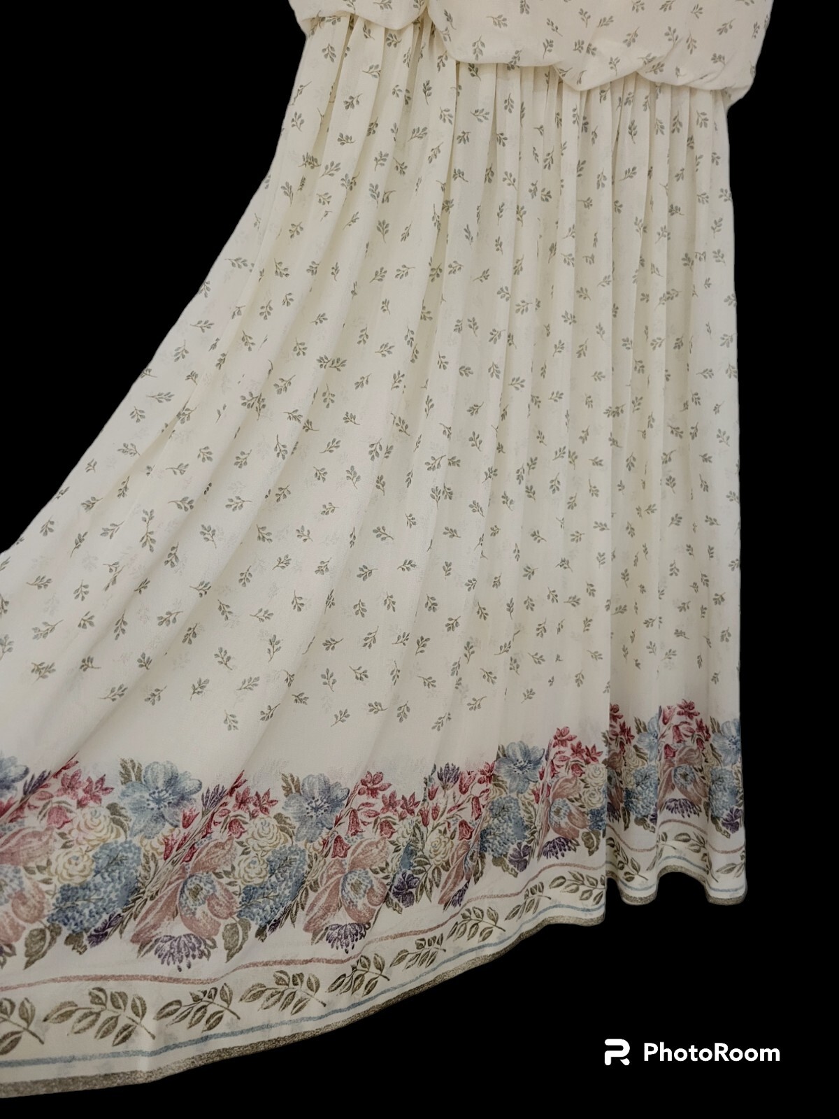 Vtg 60s Spring Dress Floral Sleeveless Size Small Ivory