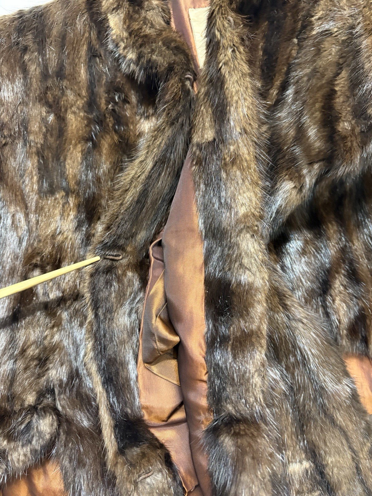 Vintage Mahogany/Black Striped Mink Caplet- Incredibly Beautiful Shiny Fur