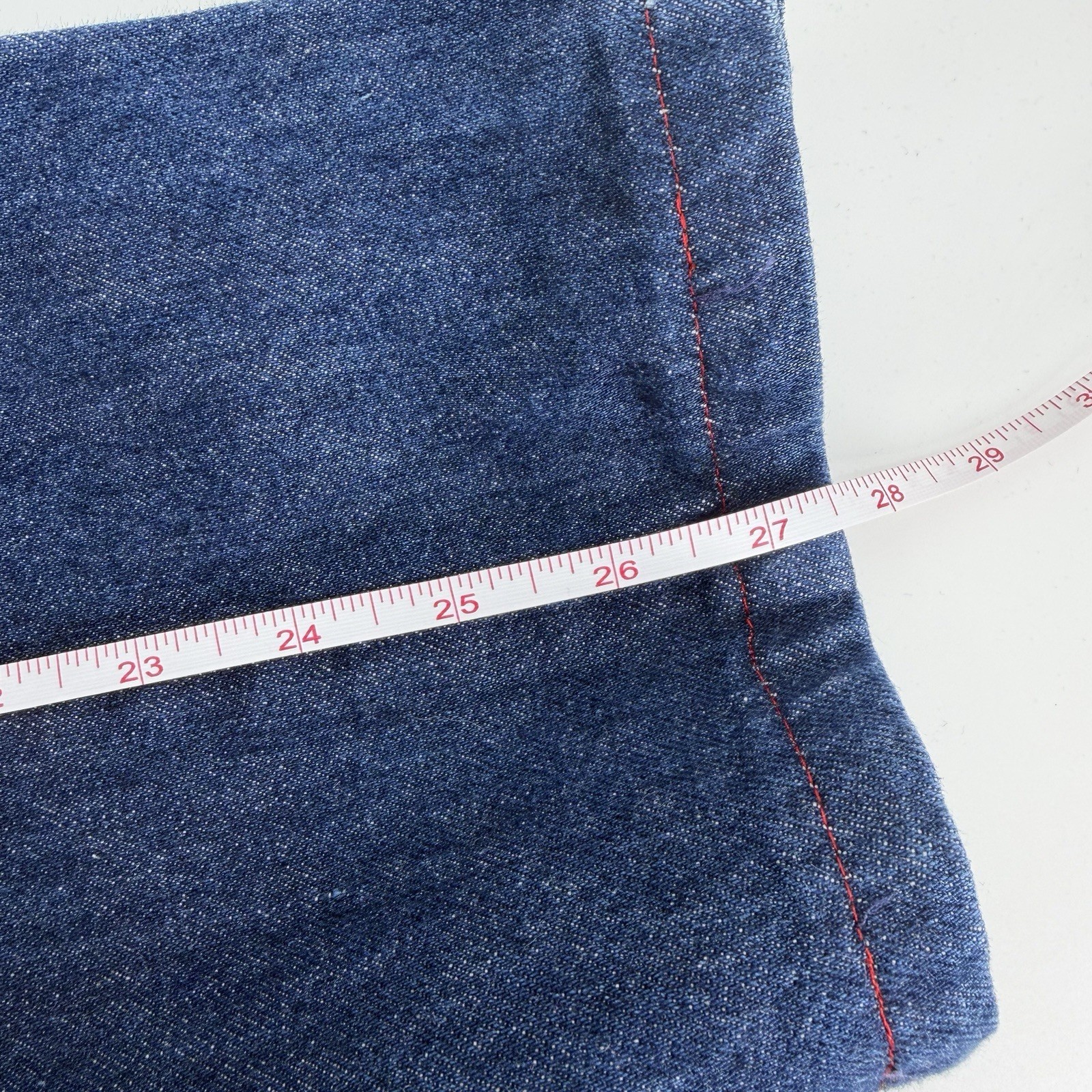 Vintage 80s Halston III 25×27.5” Modern Size 0/2 High Waisted Jeans Red Stitch