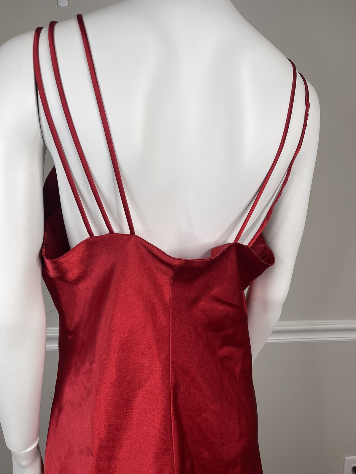 Vintage Kathy Ireland intimates Nightgown Dress Red satin Large sexy Y2k