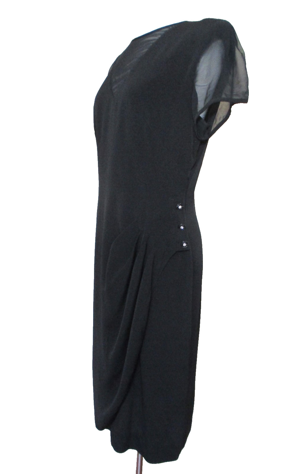 Vintage Barbara Barbara Dress Size M Women Black Sheer Sleeves