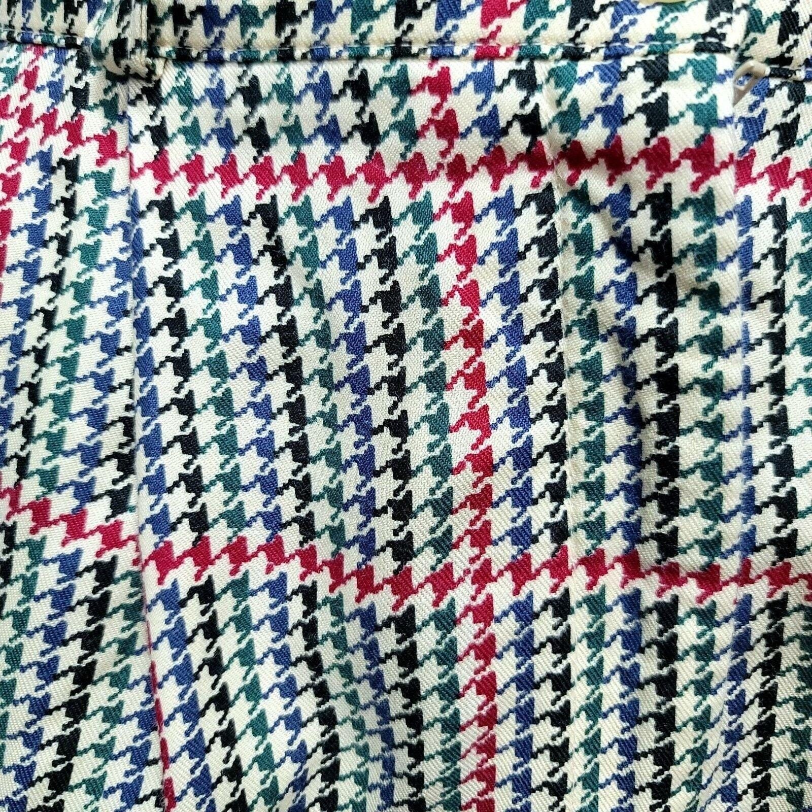Vintage Sharon Young Houndstooth Plaid Bermuda Shorts High Waist Size 12 USA