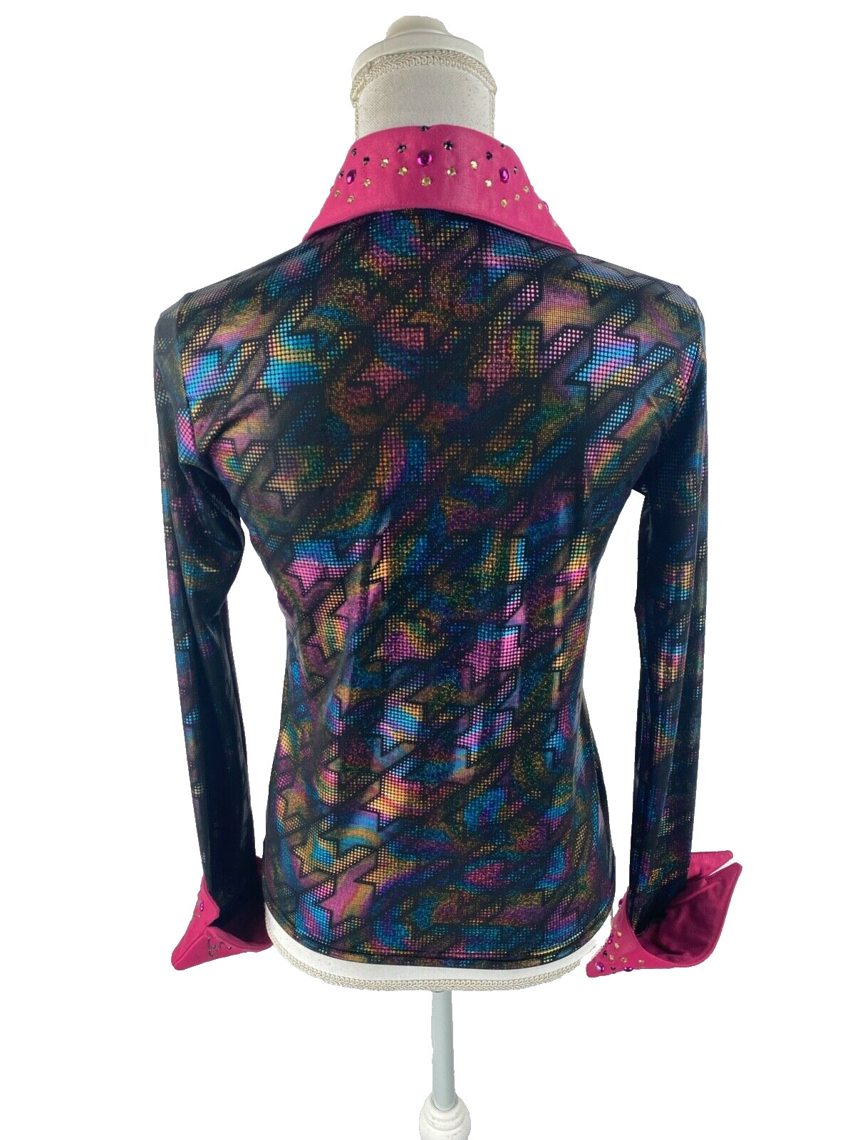 1849 Authentic Ranchwear Vtg 80s Western Zip Jacket Embellished Iridescent Disco