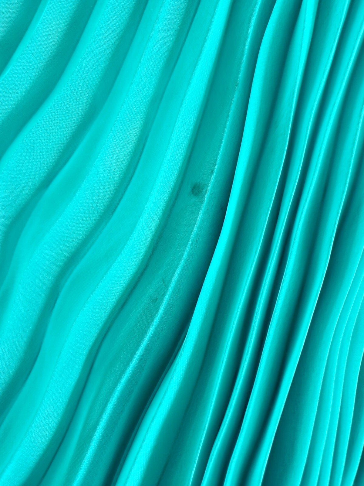 VTG 70s SHEER CHIFFON PLEATED DRESS GOWN Jade Green SIZE S/M Prom Wedding Formal