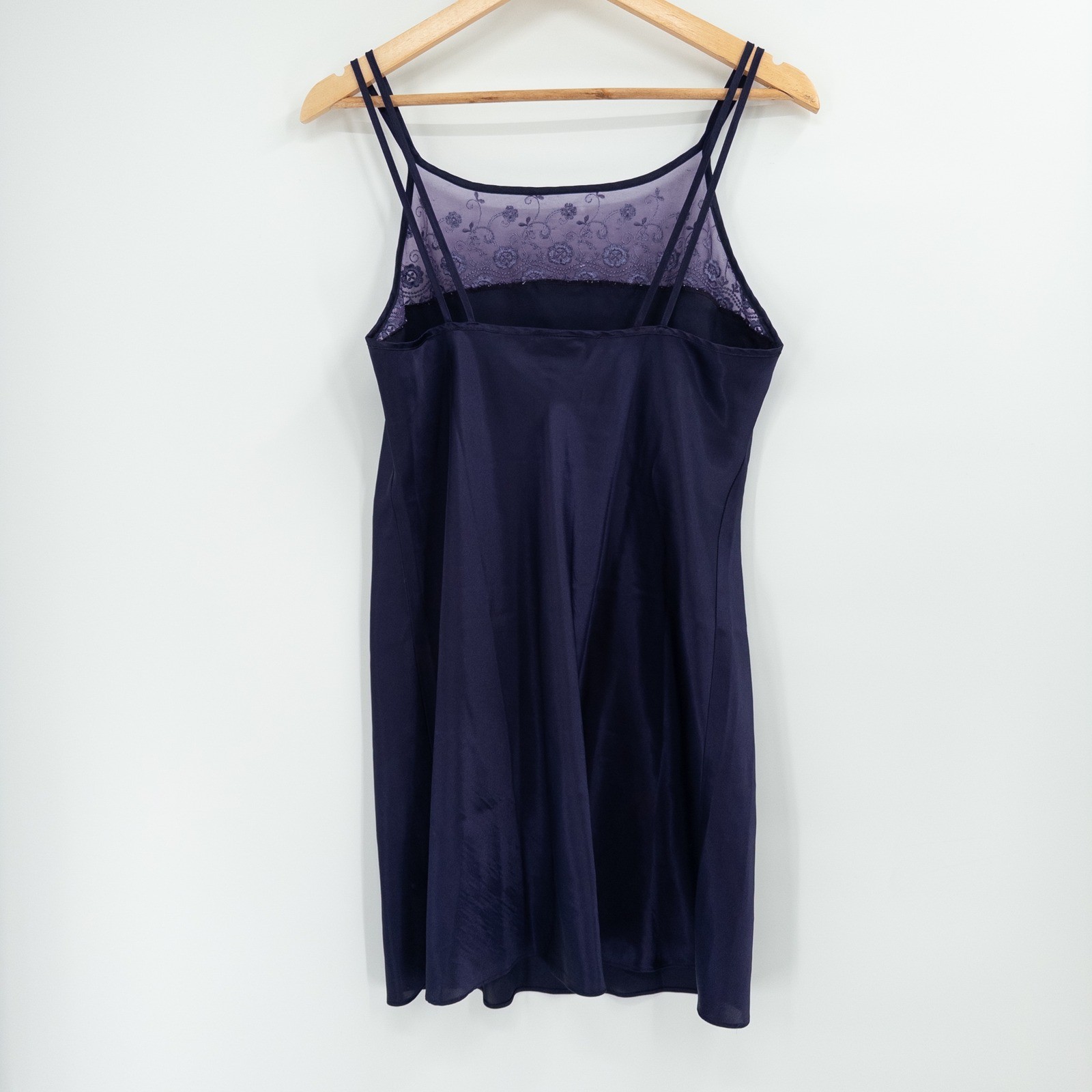 Vintage Whimsigoth Slip Dress Womens Medium Purple Lace 90s Witchy Satin Fairy
