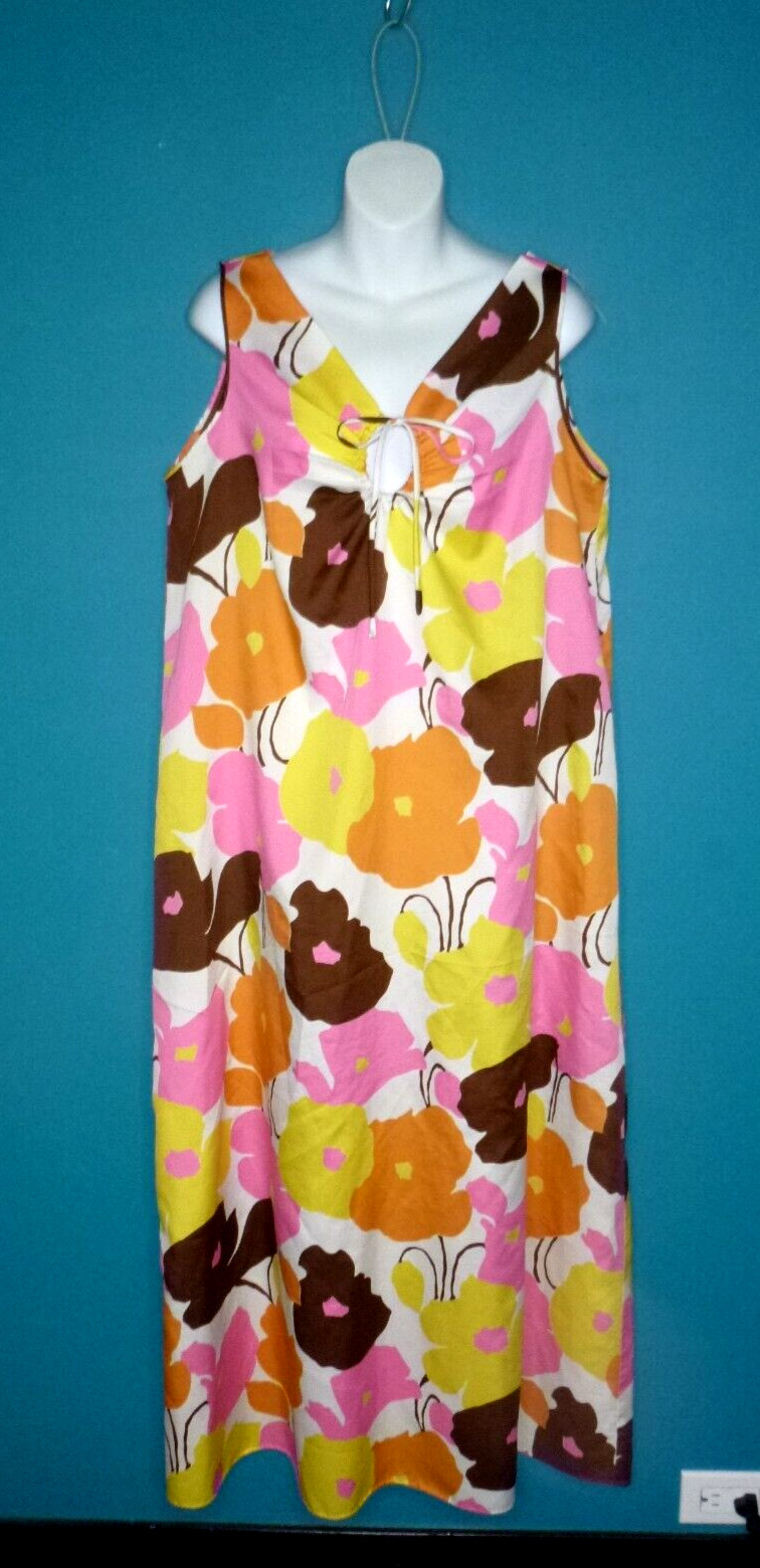 Vtg 60s 70s Godfried Originals Nightgown BIG Flower Power Print Sz M/L