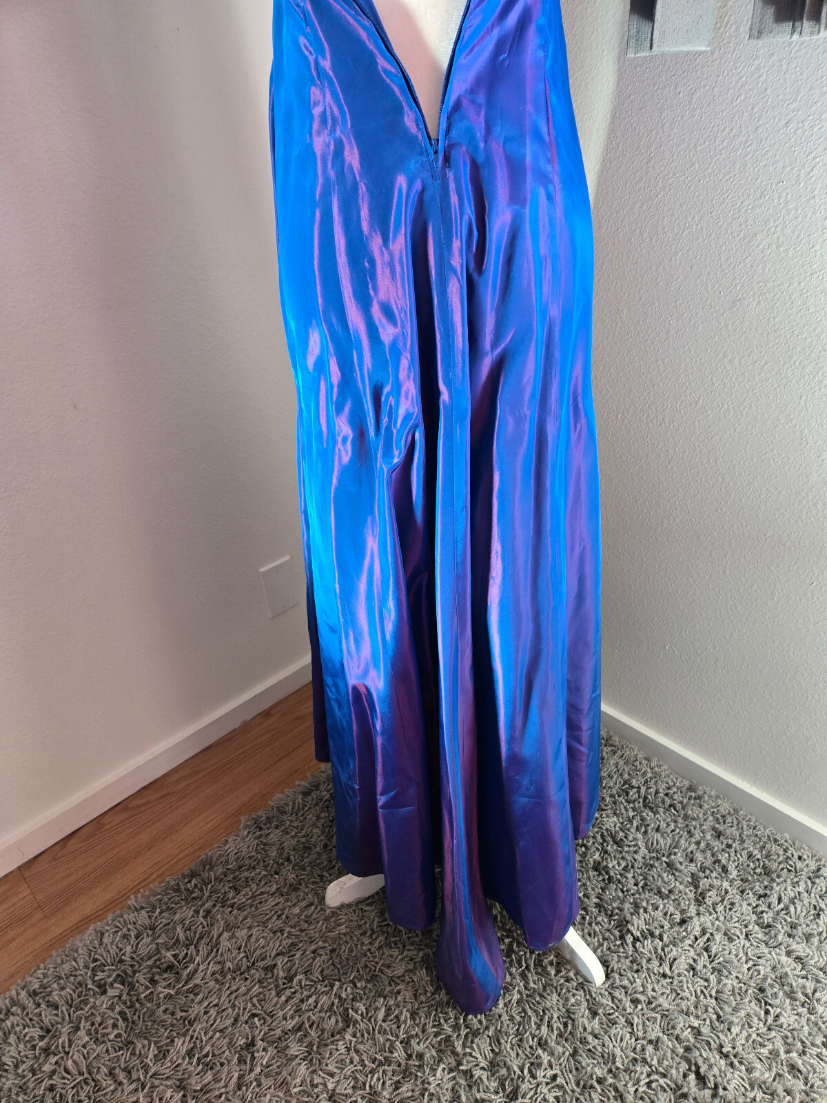 Vintage 1990s Y2K blue pink irridescent corset back formal gown dress be smart