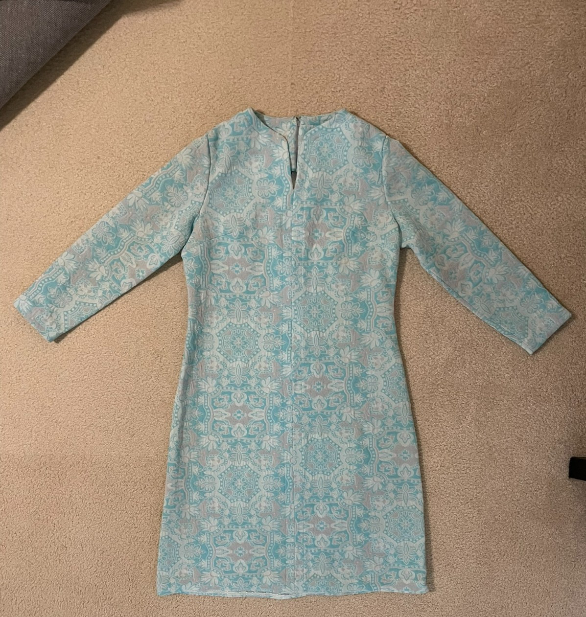 Vintage 60s Mod Dress Jackie O Palm Springs Bleeker Street Gogo Hippie MCM Blue